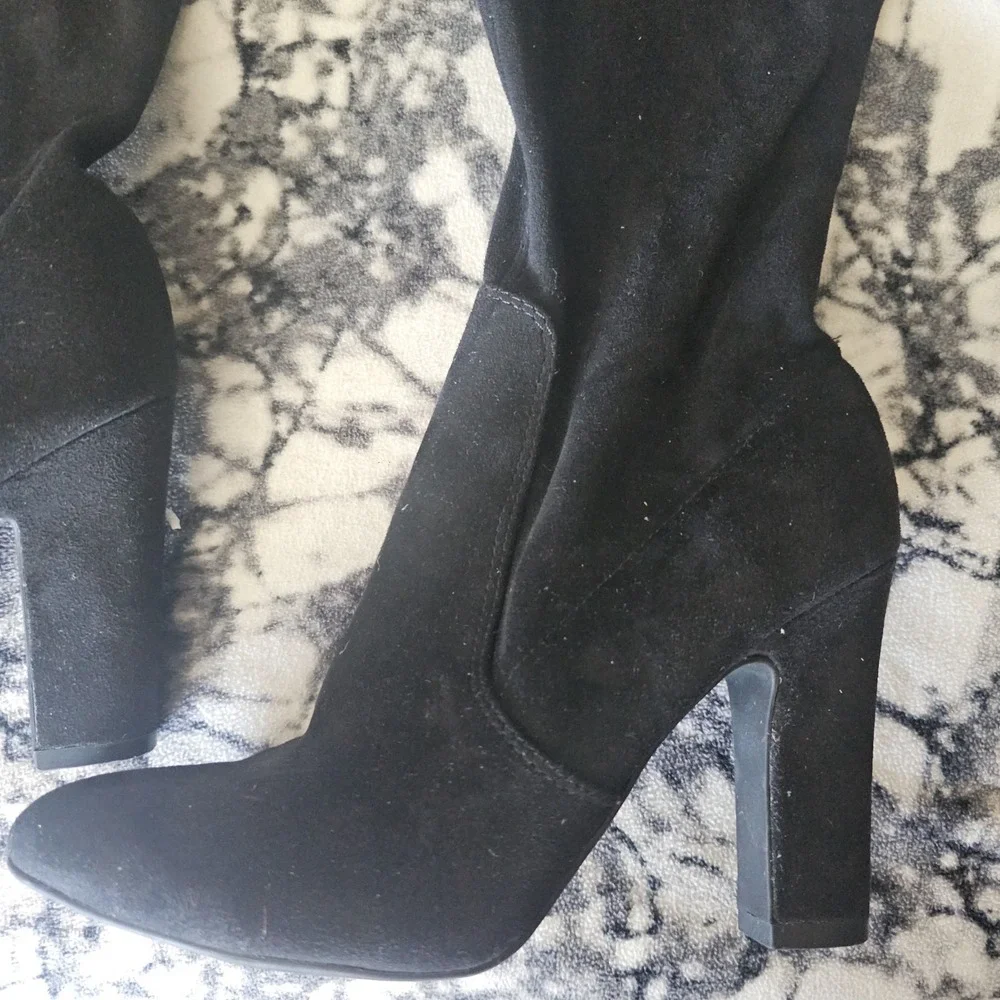 Unisa Boots Womens 8.5 M Suede Tall Over The Knee High Black Block Heels‎ Zipper